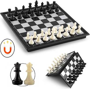 Bestie Toys Folding With Magnetic Pieces And Standard Board (10 Inch) 25 cm Chess Board