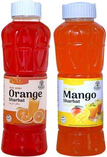 NATRAJ The Right Choice Orange Sharbat & Mango Sharbat Syrup (Pack of 2 x 750 ml Bottle)