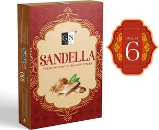 GN 1917 Sandella Premium Sandal Dhoop Sticks (Pack of 6) Natural Sandal Aroma, Refreshing Fragrances, Pure Sambrani Sticks Sandal Dhoop