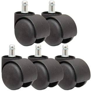 Seltos Office Chair Wheels (Caster) Heavy Duty Pin Type Nylon Set of 5 Black, Load Capacity- 250 kg Fixed Furniture Caster