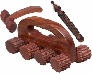 crafthub wooden acupressure back pain relief massager multi purpose body massager with 8 massage roller (6.5x3) In, wooden Jimmy massager (5x1) In, Neck massager (5x2.5) In (Only Massager Manufacturering)
