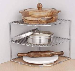 SYSCAL Chakla/Belan Kitchen Rack Steel Stainless Steel Multipurpose Kitchen Corner Spice Rack Chakla Belan Storage