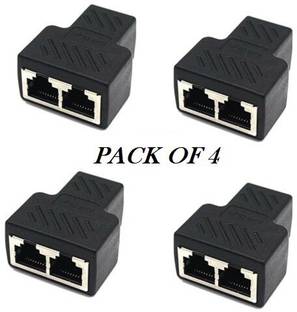 99Gems PREMIUM RJ45 Splitter Adapter 1 to 2 Dual Female Port CAT 5/CAT 6 LAN Ethernet Socket Splitter Connector (PACK OF 4) Wired Ethernet Lan Adapter compatible with Linux, Mac, Windows