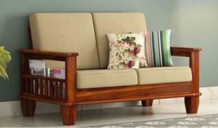 Taskwood Furniture Solid Wood Sheesham Wood 2 Seater Sofa For Living, Waiting Room/ Office Fabric 2 Seater  Sofa