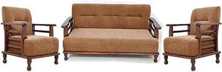 DRYLC फर्नीचर Solid Wood Sheesham Wood 3+1+1 Five Seater Sofa Set For Living Room, Guest Room कपड़ा 3 + 1 + 1 प्राकृतिक सोफ़ा सेट