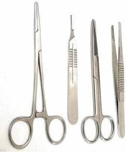 ARINEO 4 PC. SET -NEEDLE HOLDER,B.P HANDLE, DRESSING SCISSOR, DISSECTING FORCEP (NON-TOOTHED) Utility Forceps