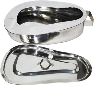 AKI Premium Quality Stainless Bed Pan with Cover - For Men Women Bedridden Patient Urine Pot