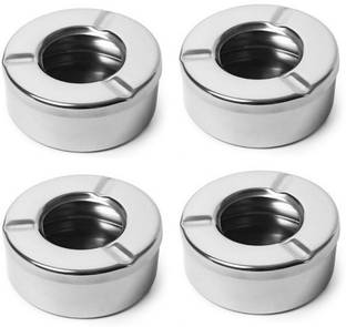 upalabdh 4 PCs Ashtray Ash Tray Stainless Steel bar Office Home Cigarette Ash Holder Ashtray 4 - Piece Bar Set