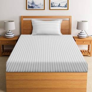 New leaf 220 TC Cotton Single Striped Flat Bedsheet