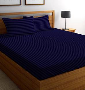 New leaf Cotton Double Flat 220 TC Striped Bedsheet
