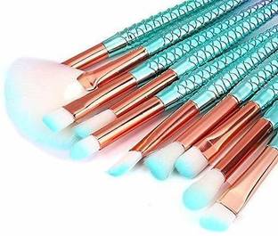 SAROWA Mermaid Makeup Brushes Set Foundation Blending Powder Eyeshadow Concealer Fish Fail Blush Cosmetics Rainbow Make Up Tools Kits (Pack of 10)