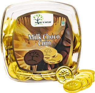 NATURE 'N' NATURE Gold Coin Milk Chocolates, 230g Square Giftpack, 100 pcs small milk coin chocolates Brittles