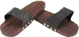 CRAFTSEXPORT Wooden Relaxing Acupressure Foot Feet Massager Slippers chapal for Good Health Colour Brown