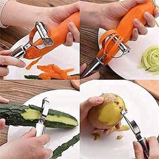 Homevilla Multi functional Kitchen Stainless Steel Peeler, Knife Fruit & Vegetable Y Shaped Peeler Set