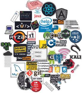 Yuckquee Coding Programming Laptop Stickers for Laptops, Car, Motorcycle, Bicycle, Luggage, Water Bottles, Guitar, Decal, Graffiti, Patches Stickers Pack (50 pcs) YK-1 Vinyl Reusable Laptop Skin Compatible for 2.5 inch