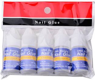 Shihen Nail Glue for Applying Artificial Nail Tips 5 Bottles Nail liquid Adhesive Fake False Gum Manicure Set (Pack of 5)