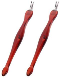 THR3E STROKES Practical Nail Art Tools Pedicure Cuticle Trimmer Remover Pusher Dead Skin Callus Removal Fork Brown