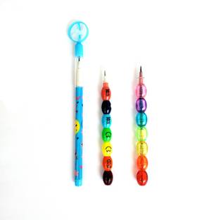 शॉपटॉक Set of 3 Colourfull rainbow stack पेंसिल