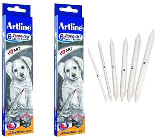Artline Love -Art 6 sketch Pencils - Pack of 02 (12 PENCILS) + Blending/Smudging Stumps Set of 6 (Size 1 to 6) Pencil