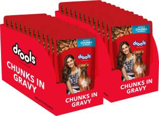 Drools Chunks in gravy for Adult - Chicken Liver and Real Chicken 3.6 kg (24x0.15 kg) Wet Adult Dog Fo...