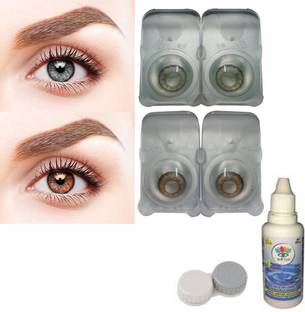 Crystal Eye 2 Pair Monthly Colored Contact Lenses (Grey-Honey) Monthly(d2cs1)