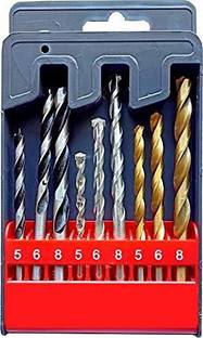 AASONS 9 pc assorted AASONS Drill Bit Set for Metal Wood Masonry 3pc Each 5mm 6mm & 8mm (Assorted Set 9pc)