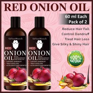 UrbanMooch 100% Pure & Natural RED ONION OIL- For Hair Regrowth & Anti Hair fall Combo Pack of 2 Bottles of 60 ml Hair Oil