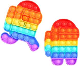 Chigy Wooh Among Us Pop It Kids Fun Toys Push Pop Bubble Fidgets Toys Pop Pits Autism Therapy Asmr Toys Brain Exercise Stress Relief Toys Soft Gadget Poppet Squeeze Squishy Silicone Material [ Running Robot + Robot ]