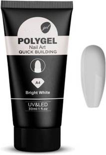 Zinzo Poly Nail Gel Finger Extension Bright White Polygels Quick Building Nail Art Tips Extended UV Builder Gel 30ml New Pack