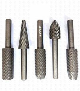 AASONS SS burr set AASONS High Speed Metal File Burr Drill Bit Set Metal Working Rasps 1/4" / 6.35mm Shank Burs Tools Cutting Tool Black 5pcs/set Rotary Bit Set