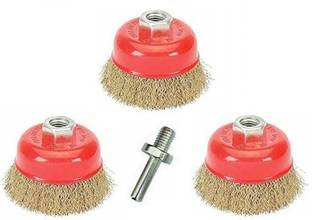 FIXKIT Non Twisted Wire Wheel Cup Brush (Pack Of 3) for Removing Rust, Paint wire wheel cup brush With Drill Machine Connector Wheel Brush