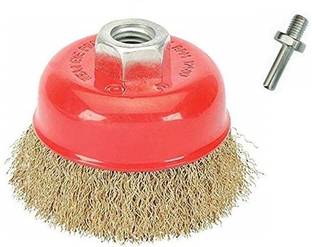 FIXKIT Non Twisted Wire Wheel Cup Brush for Removing Rust, Paint wire wheel cup brush With Drill Machine Connector Wheel Brush