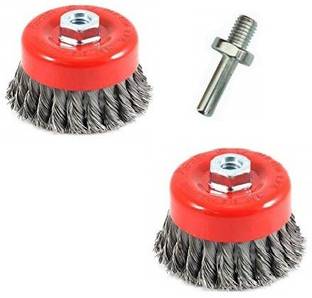FIXKIT Twisted Wire Wheel Cup Brush (Pack Of 2) for Removing Rust, Paint wire wheel cup brush With Drill Machine Connector Wheel Brush
