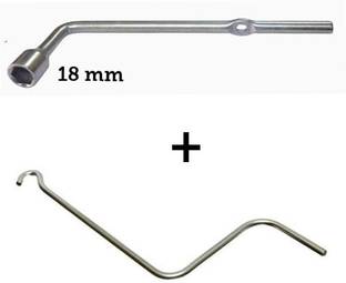 AutoVision Wheel Spanner L Type (W/Hole) Chrome 18 MM & Jack Rod Single Sided L Type Wrench