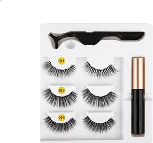 Vinayakart 3 Style False Magnetic Eyelashes, Eyeliner with Fluid and special tool Set