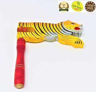 A And A Kreative Rotating Rattle Toy-Indian Tiger- Handmade-Wooden-Non Toxic Colors