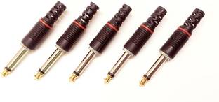 ERHIndia (Pack of 5 pc) 6.3mm Stereo Male Pin Mic Pin Connector for Repair 6.3mm Mic Pin with Golden Tip Mic Pin