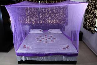 VORDVIGO Nylon Adults Washable Mosquito Net for Double Bed Nylon Mosquito Net for Baby | Bedroom | Family_Size-6x6 FT_ Color-Purple Mosquito Net