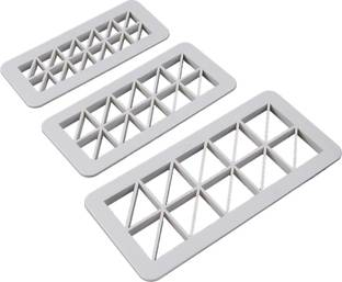 Finedecor Crossed Square Cookie Cutter Set / Fondant Embosser & Cutter - Geometric Cutter Set Half Square Shape, FD 3366 Cookie Cutter