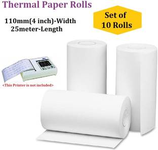 REALON 4 Inch Thermal Printer/Billing Machine Paper Rolls- 110mm x 25meter(Set of 10 Rolls) Thermal Cash Register Paper
