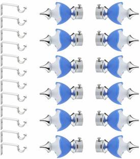 Panthera Blue Rod Rail Bracket, Curtain Knobs Metal