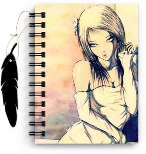 DI-KRAFT Anime Girl Printed Diary with Bookmark for Home and office use (6*8Inch) A5 Diary Unruled 160 Pages