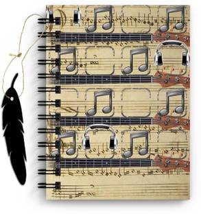 DI-KRAFT Music Printed Diary with Bookmark for Home and office use (6*8Inch) A5 Diary Unruled 160 Pages