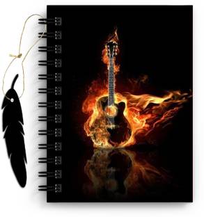 DI-KRAFT Fire Guitar Printed Diary with Bookmark for Home and office use (6*8Inch) A5 Diary Unruled 160 Pages