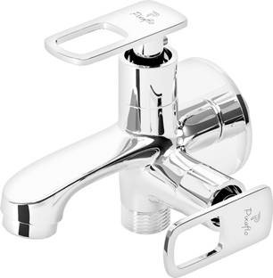 PIXAFLO Cassia Brass 2 Way Bib Cock 2 in 1 (Two in One) Tap with Wall Flange (Chrome) Cassia Bib Tap F...
