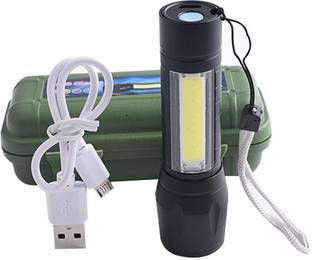 NH WORLD Mini 2 in1 Waterproof Chargeable LED 4 Mode Zoomable Full Metal Body 9W Flashlight Torch Home / Outdoor Lamp Table Lamp COB 800 mAh Battery USB Charging Torch
