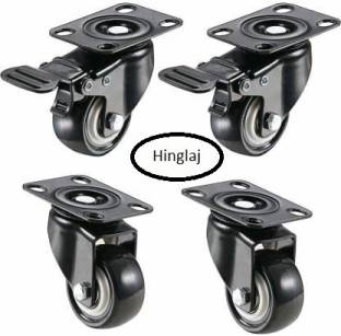 hinglaj HC 2" 50MM Heavy Duty Caster Wheels Soft Rubber Swivel Caster with 360 Degree Braking and Locking Furniture Caster
