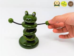 A And A Kreative Car Rattle -Dancing Frog-Wooden-Organic Colors-Hand Made