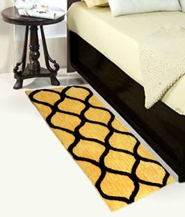 RM Handloom Yellow, Black Polyester Runner