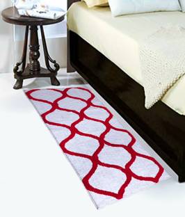 RM Handloom White, Red Polyester Runner